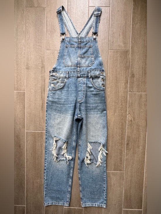 We The Free Pants - Free People We the Free Ziggy Distressed Denim Overalls Size S
